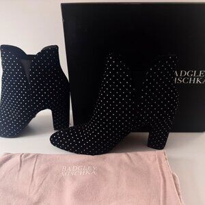 Badgley Mischka Evita Shimmer Dot Mini Crystal Embellished Velvet Booties Size 9